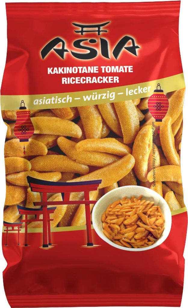 XOX Reiscracker Kakinotane Tomaten, Aziatische snack, 150g Productafbeelding 