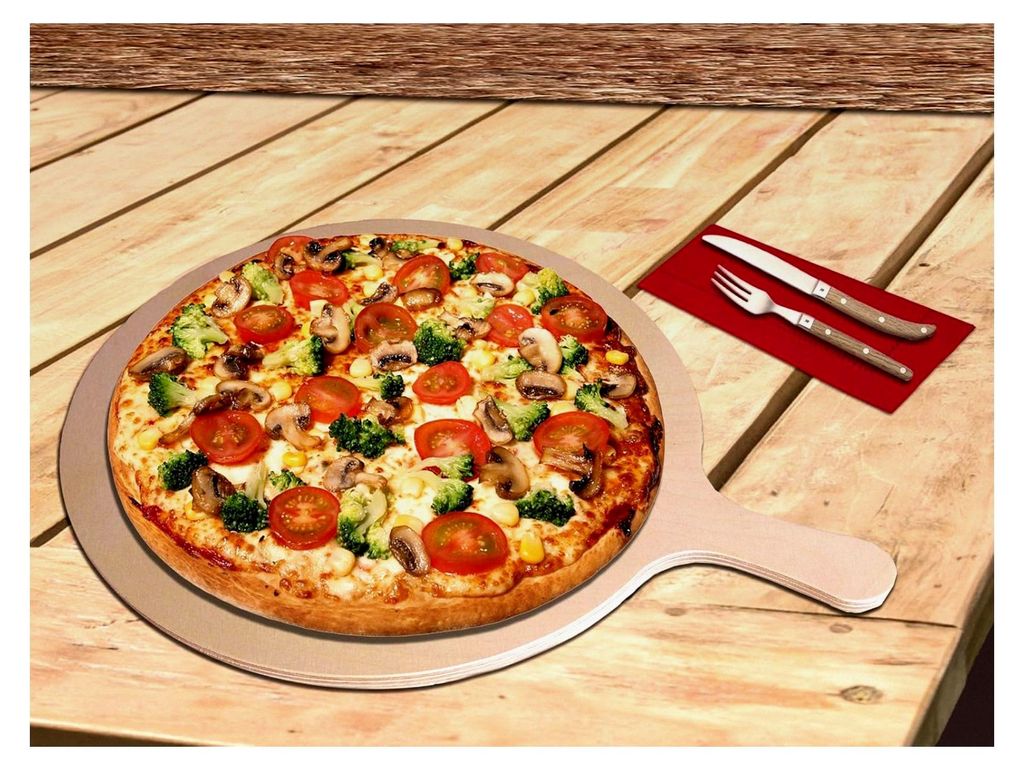Pizzabrett - praktisch und ansprechend - Rund - Größe M 33,5 x 25 x 0,9 cm