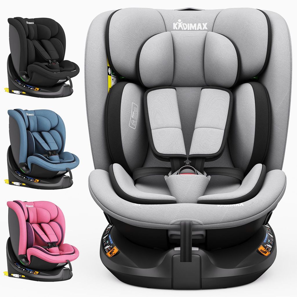 A product image showing multiple colors of a car seat.