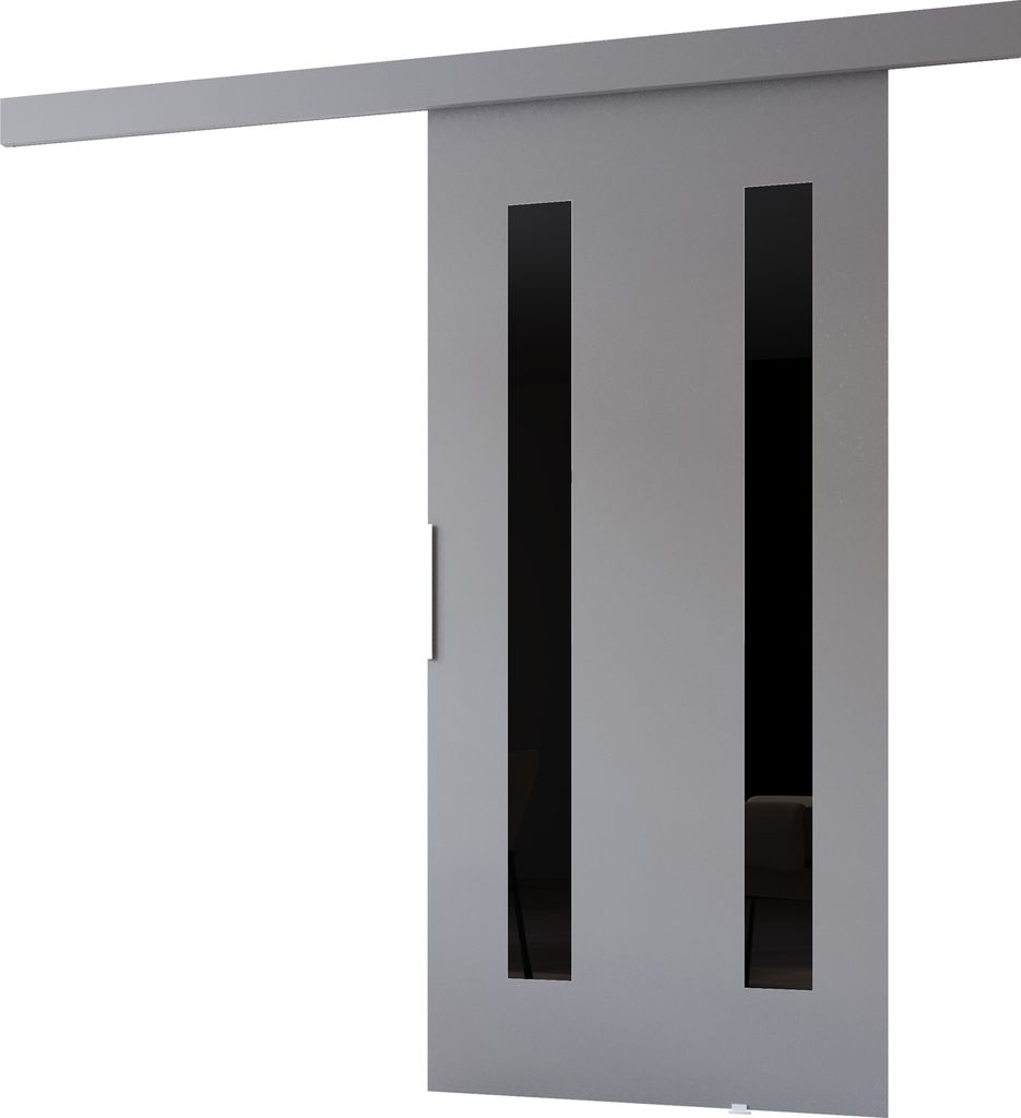 Minio, Schiebetür "CLEAN H", mit schwarzem Dekorelement, Zimmertür, 86cm, Graue Farbe