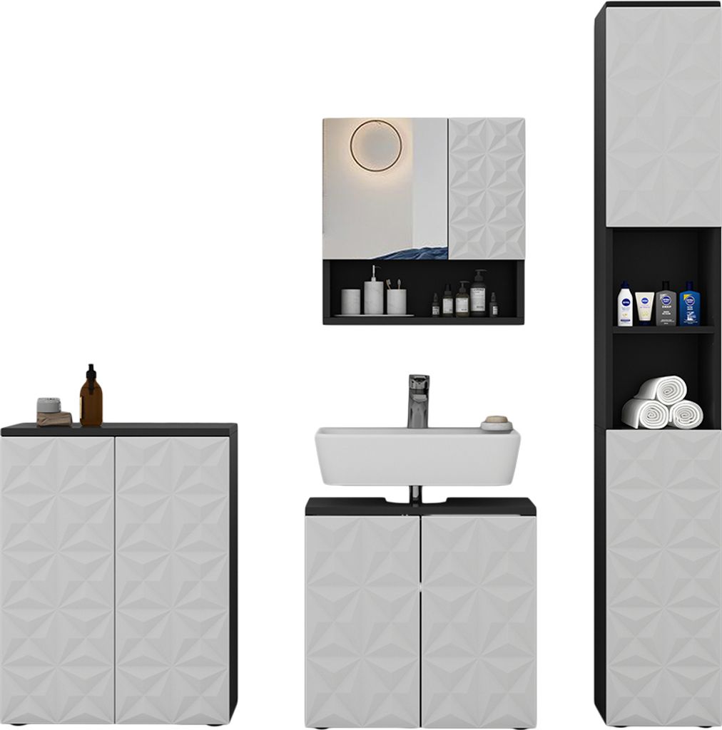 Badmöbel-Set Vicco Edge Schwarz 4 Teile, Model 40567 Produktbild 