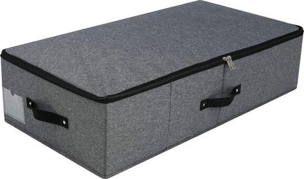 Coffre de rangement sous lit noir 74 x 38 x 18 cm zippé pour linge