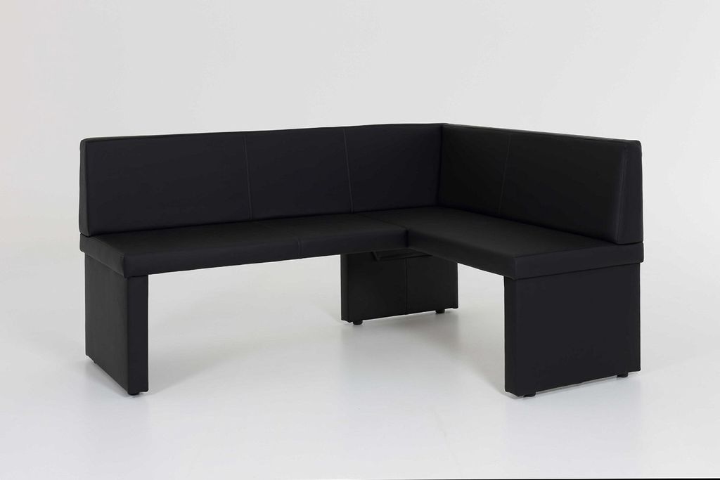 Eckbank Bank Küchenbank -Debi L- Kunstleder Schwarz 168 x 128 cm