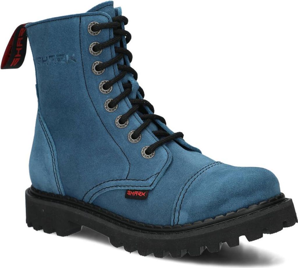 NAGABA Stiefel Damen Herren Springerstiefel 8-Loch - Leder - Blau - 40