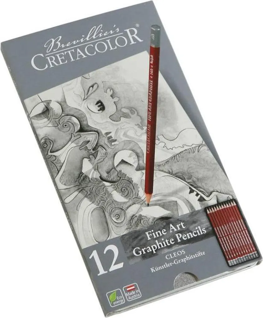 Cretacolor Cleos Set Disegno 12 Pezzi - Matite Grafite per Artisti