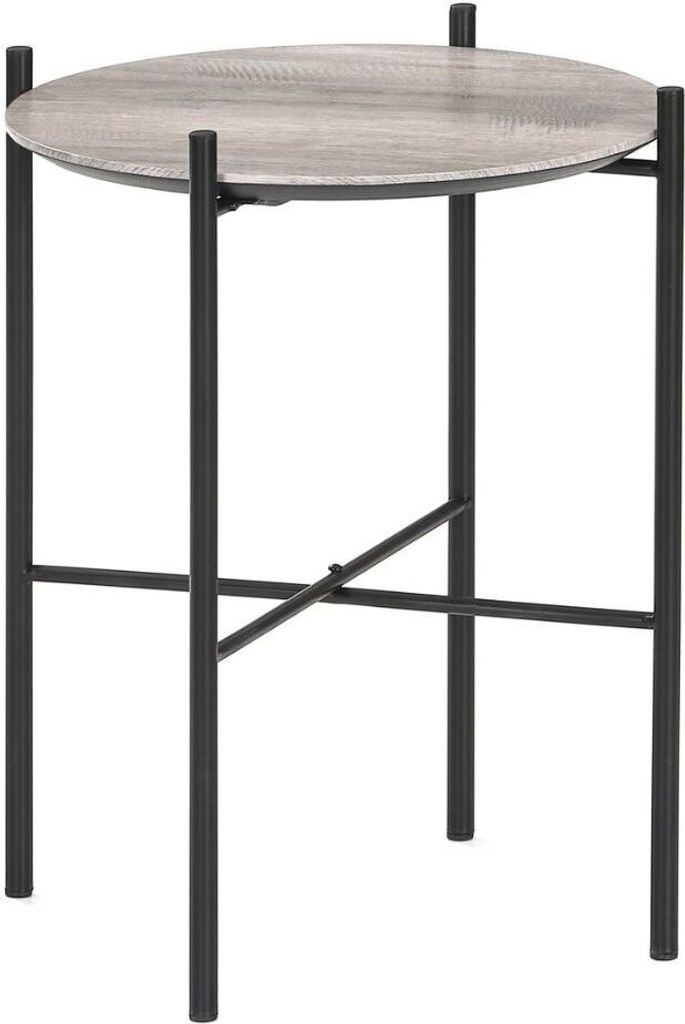 Moderner Beistelltisch META Eichen-Optik Pflanzsäule Metallgestell