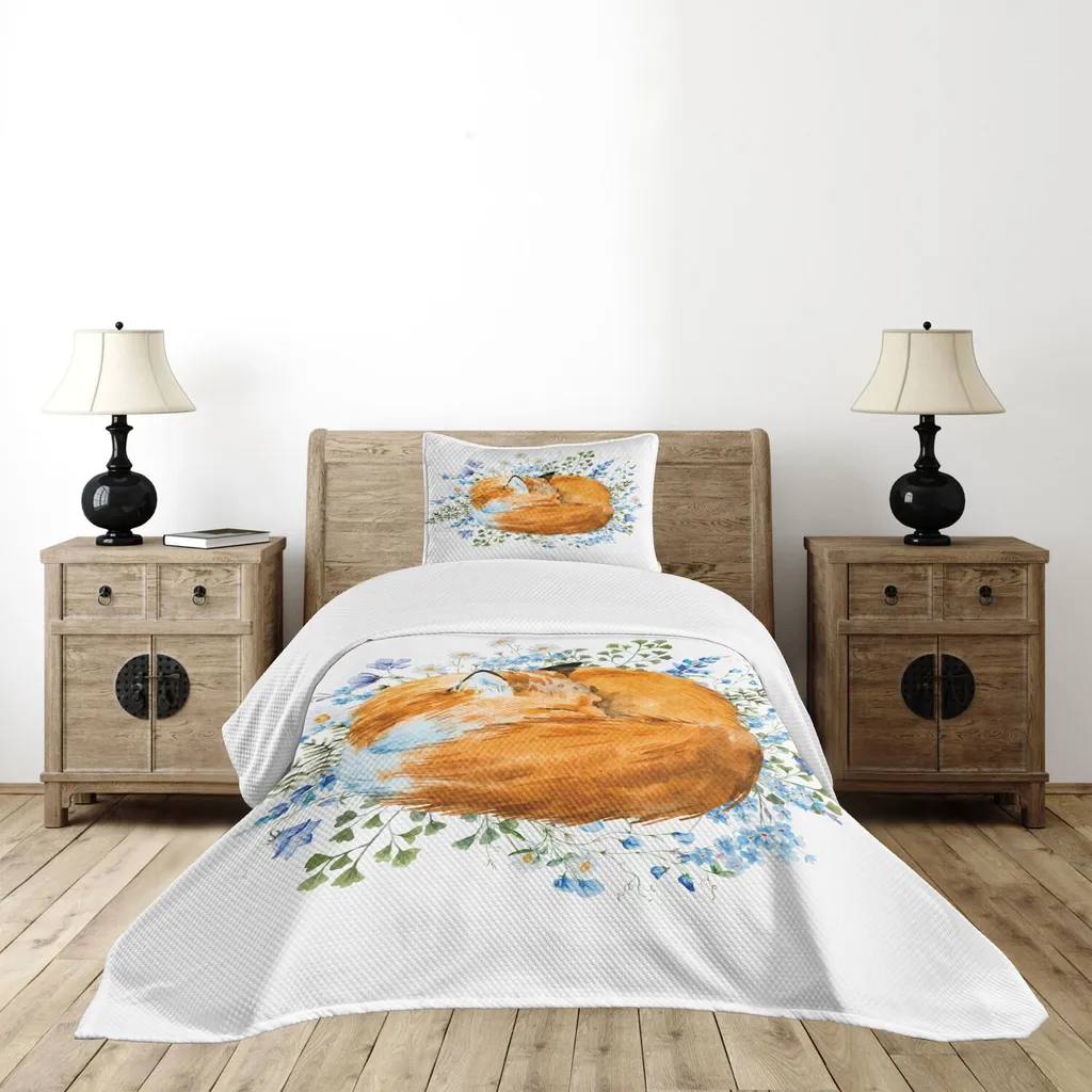 Copriletto ABAKUHAUS Volpe Arancione 170x220 - Design Acquerello Unico