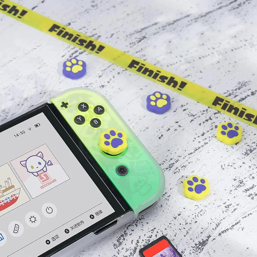Caches pour boutons Nintendo Switch Lite OLED, silicone pattes de chat x4 - 7