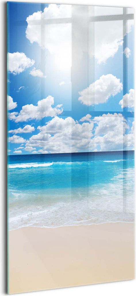 Designer Glasbild - Wandbild - Glas Bild - 60x120 cm - Strand, Meer Und Horizont