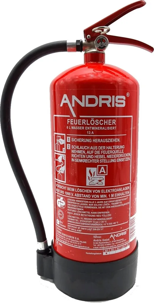 ANDRIS® Wasser-Feuerlöscher 6L A mit