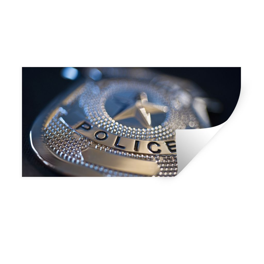 MuchoWow Wandtattoo Wandsticker Wandaufkleber Polizeiabzeichen 160x80 cm Selbstklebend und Repositionierbar - Sticker - Dekorfolie