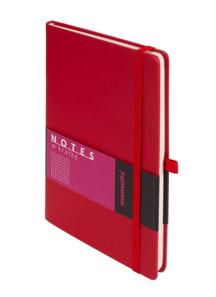 Notes A5 w kratkę z ekoskóry czerwony