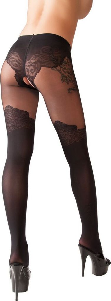 Cottelli Collection - Strumpfhose offen schwarz, Größe:3