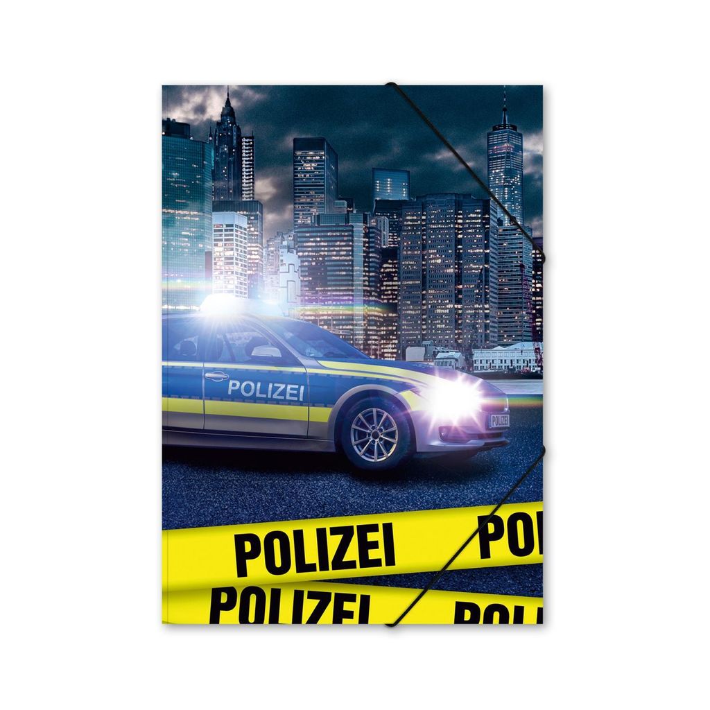 itenga Gummizugmappe Zeichenmappe A4 Motiv Polizei