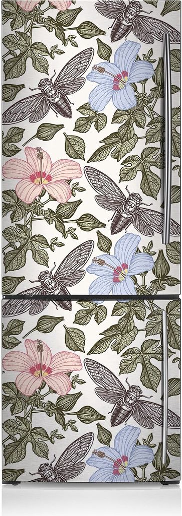 Dekoration Kühlschrank Aufkleber Magnete Küche Kühlschrankmagnete 60x180 cm - Schmetterlinge und Blumen