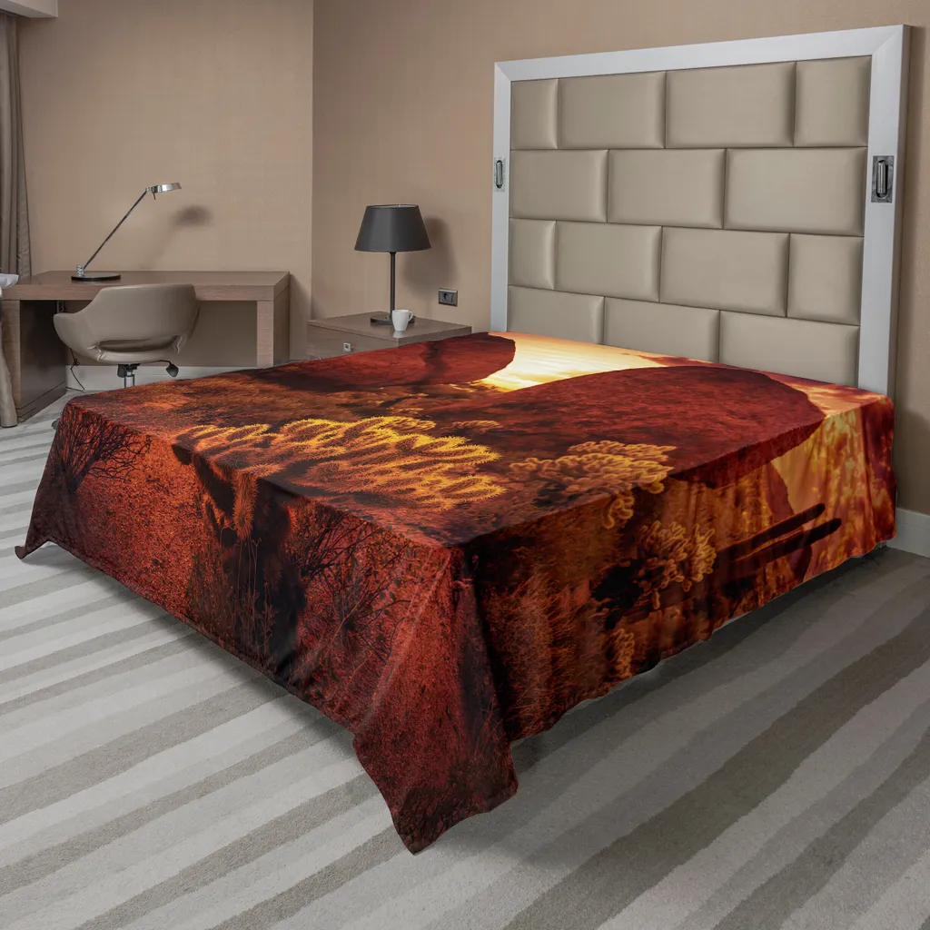 Drap de Lit Douceur Confortable Motif Désert Saguaro Rouge Grande Taille
