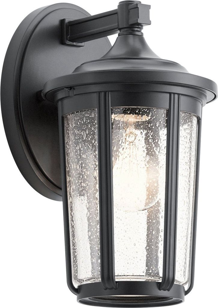 Außenwandlampe Aluminium Glas E27 IP44 27,9 cm hoch Schwarz Vintage Design Wandlampe außen