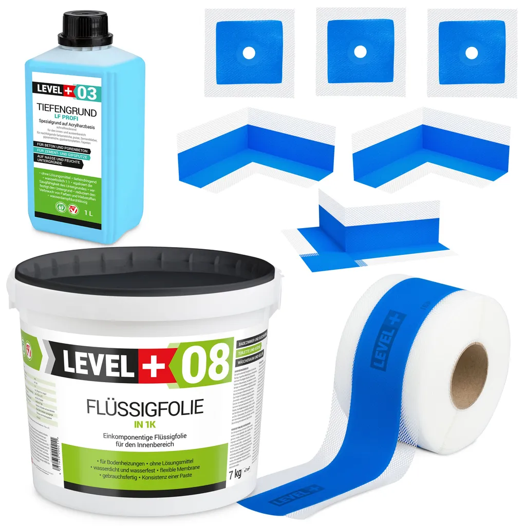 Kit étanchéité douche à l'italienne : feuille liquide et bande 5m