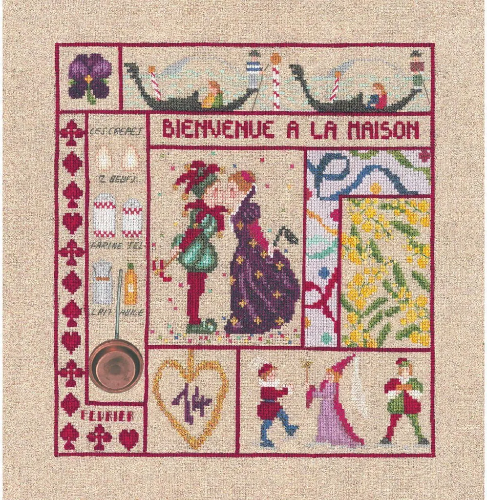 Kit Punto Croce Lino Le Bonheur des Dames 21x23cm - Benvenuto Febbraio