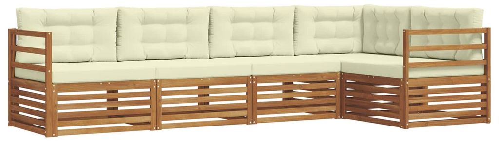 vidaXL Outdoor-Sofagarnitur mit Kissen 5 pcs Natur und Creme
