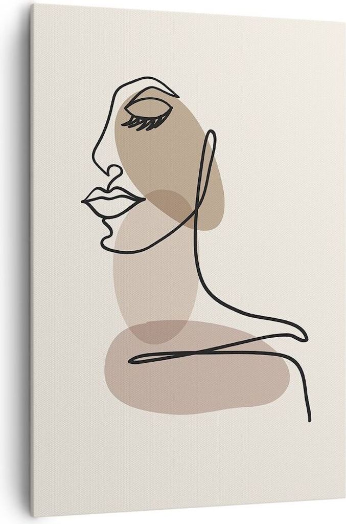 Bild auf Leinwand - Leinwandbild - Einteilig - Zeichnung einzeilig Frau - 70x100cm - Wand Bild - Wanddeko - Wandbilder - Leinwanddruck - Wanddekora...