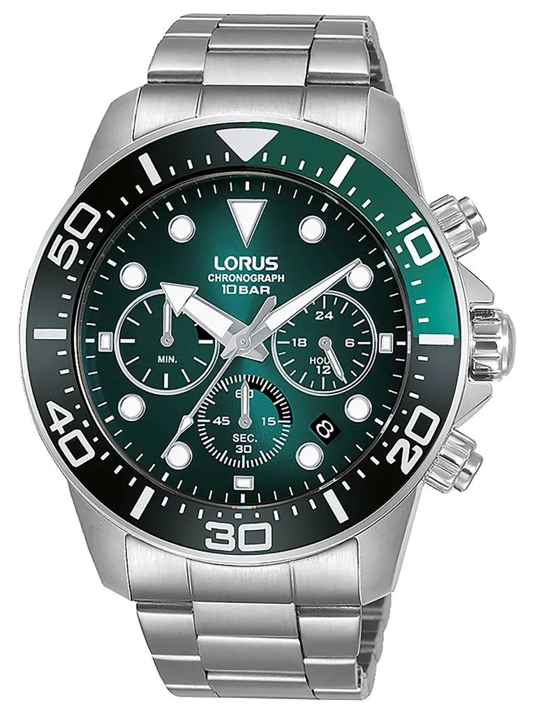 Cronografo Lorus RT341JX9 Sportivo Verde 10ATM Orologio Acciaio Uomo