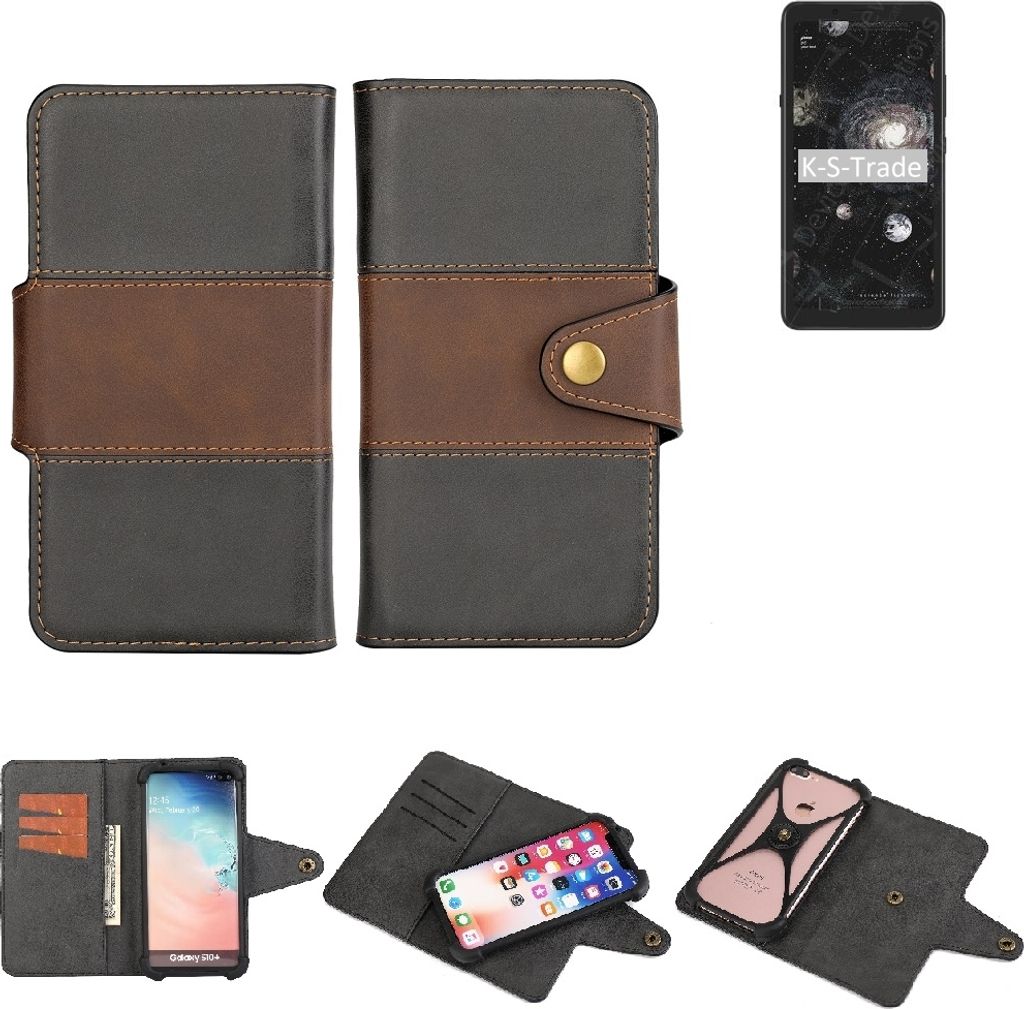 K-S-Trade Handyhülle Schutzhülle Hülle Bookstyle Wallet-Case kompatibel mit HiSense A5 Pro CC Bumper Rundumschutz schwarz-braun 1x