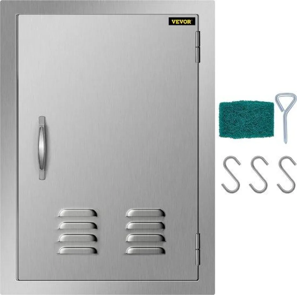 Porte inox aérée 43x61 cm pour cuisine extérieure - Finition brossée
