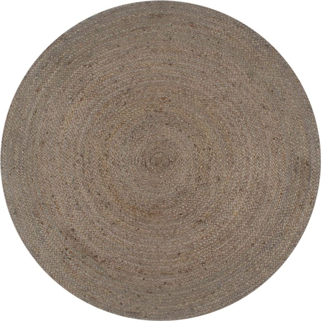 Ankonbej Teppich Handgefertigt Jute Rund 120 cm Grau
