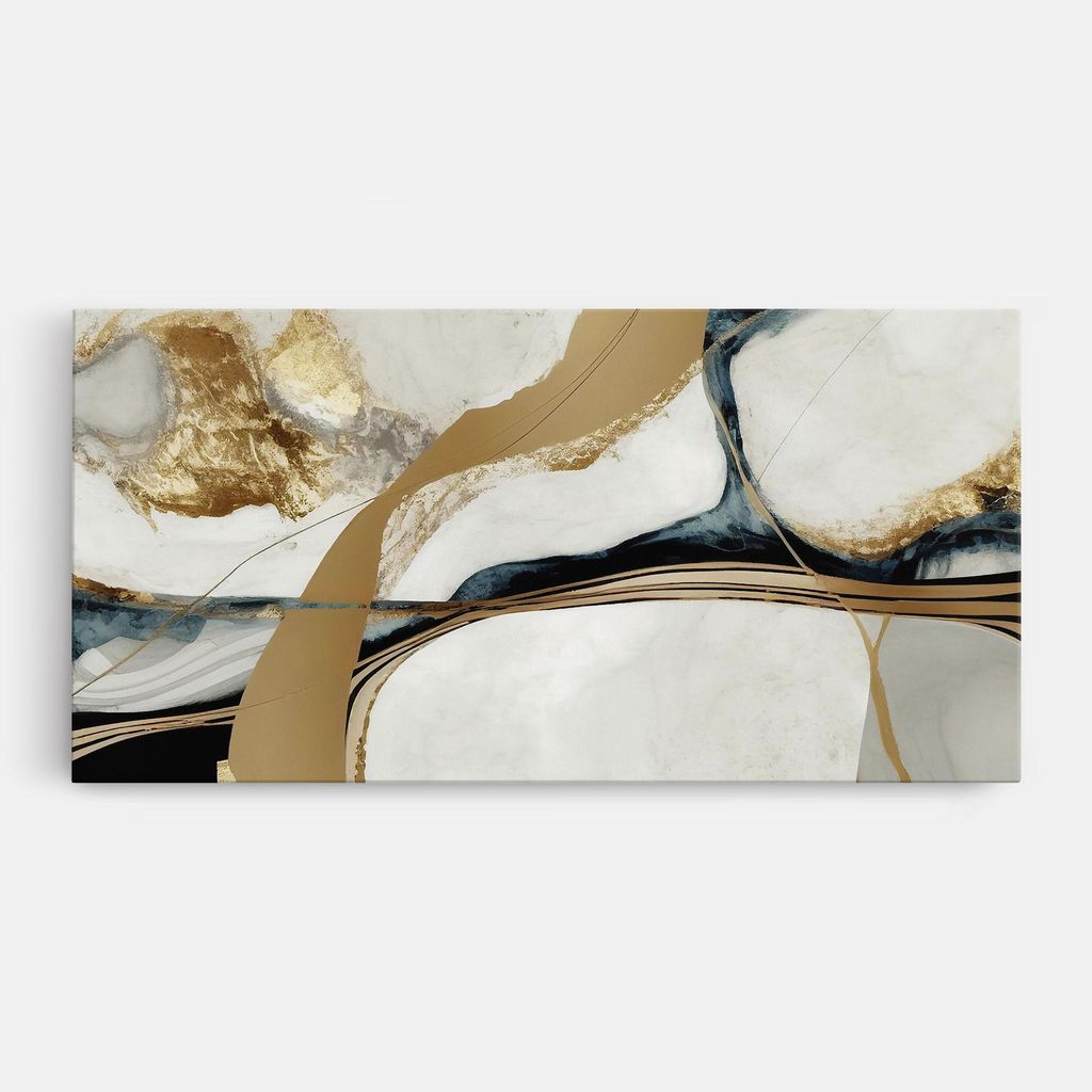 ARTHUB Leinwandbild 60x120 cm, Golden Blue Marble | Wohnzimmerdekoration, Hängende Bilder, Wanddekoration, Heimdekoration, Abstrakte, Abstrakte ...