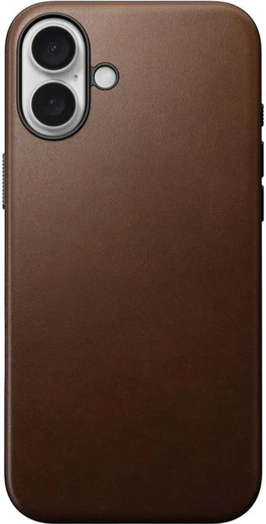 Étui iPhone 16 Plus Antichoc avec Cuir Marron et Système MagSafe Pro