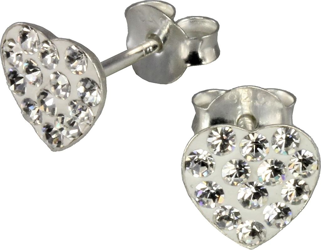 Teenie-Weenie Ohrstecker für Kinder 925 Silber weiß Herzen Ohrringe SDO251W