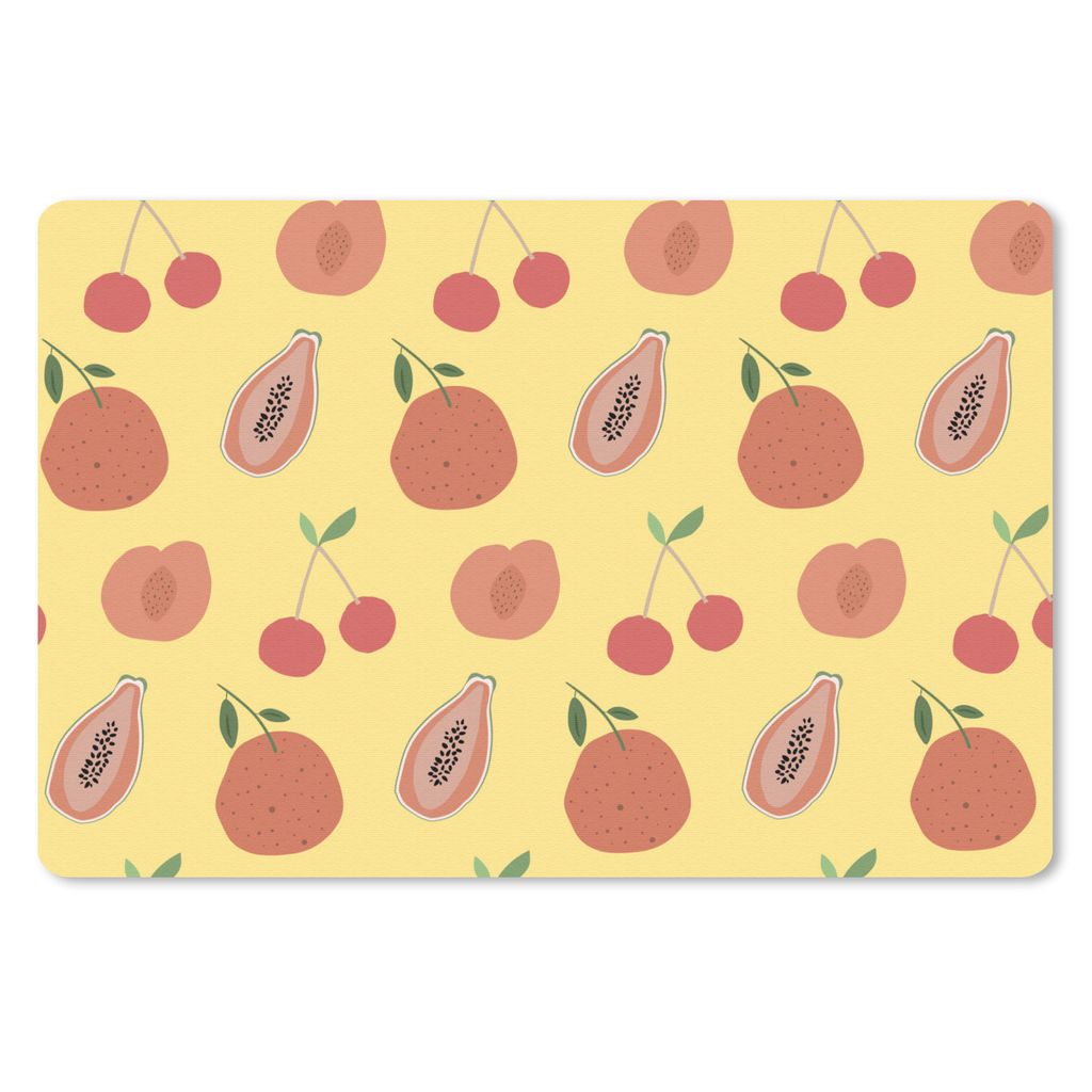 MuchoWow Schreibtischunterlage Obst - Rot - Gelb - Muster 60x40 cm - XXL Mauspad - Großes Mauspad