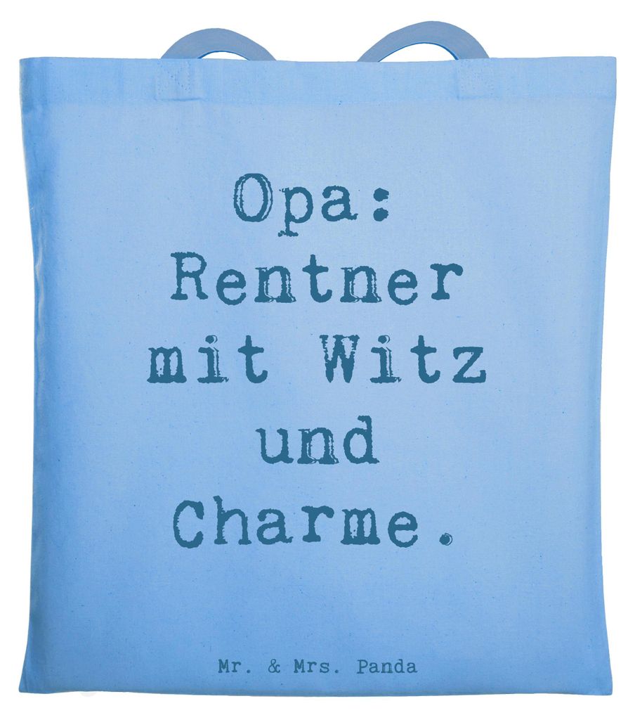 Mr. & Mrs. Panda Baumwolltasche Spruch Opa Rentner - Sky Blue - Geschenk, Humor, Tragetasche, Shopping Tasche, Weisheit, Schultasche, Tote Bag, Fam...