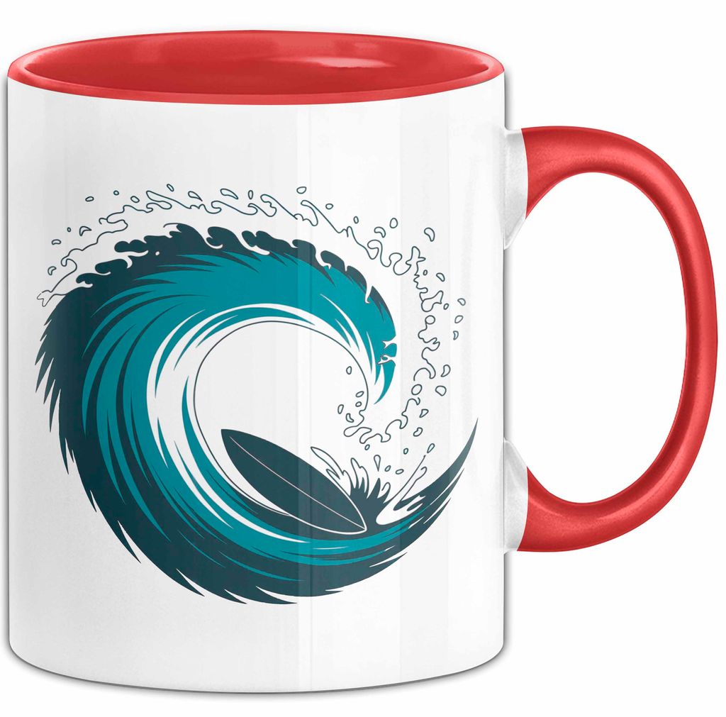 Surfer Tasse Geschenkidee Wellenreiter Lustiger Spruch Geschenkidee Lustig (Rot)