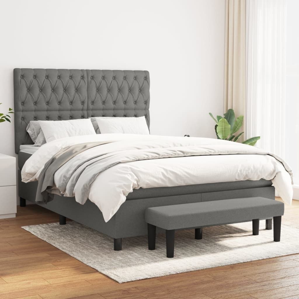 Maison Exclusive - Boxspringbett mit Matratze Dunkelgrau 140x200 cm Stoff