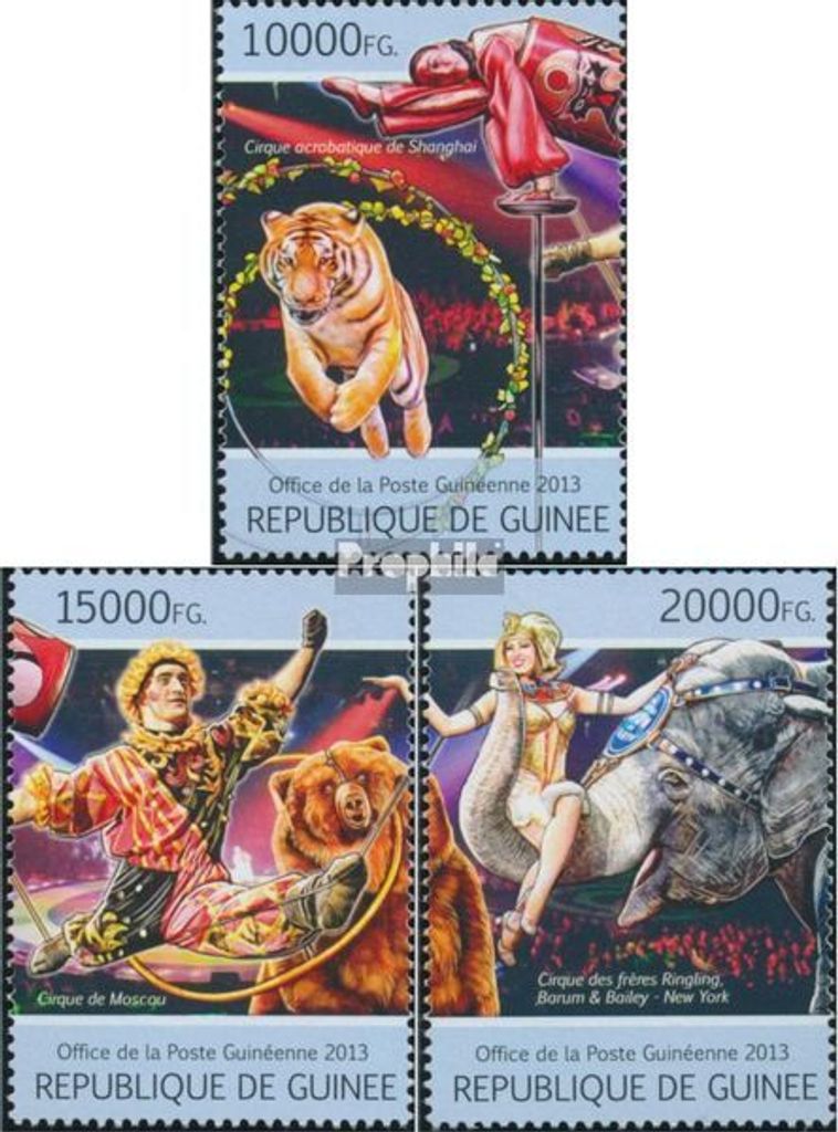 Briefmarken Guinea 2013 Mi 9777-9779 (kompl. Ausgabe) postfrisch Zirkus (Shanghai Acrobatic Circus)
