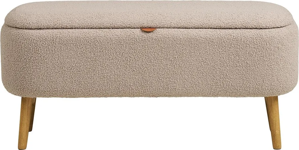Lisa Design Karen : Pouf avec rangements en tissu bouclette beige chic