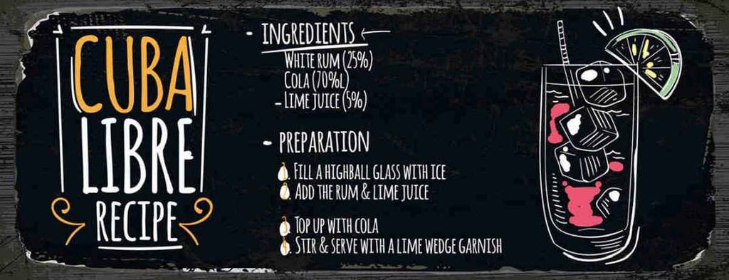 vianmo Holzschild 10x27 cm Cuba Libre Cocktail Recipe Essen Trinken