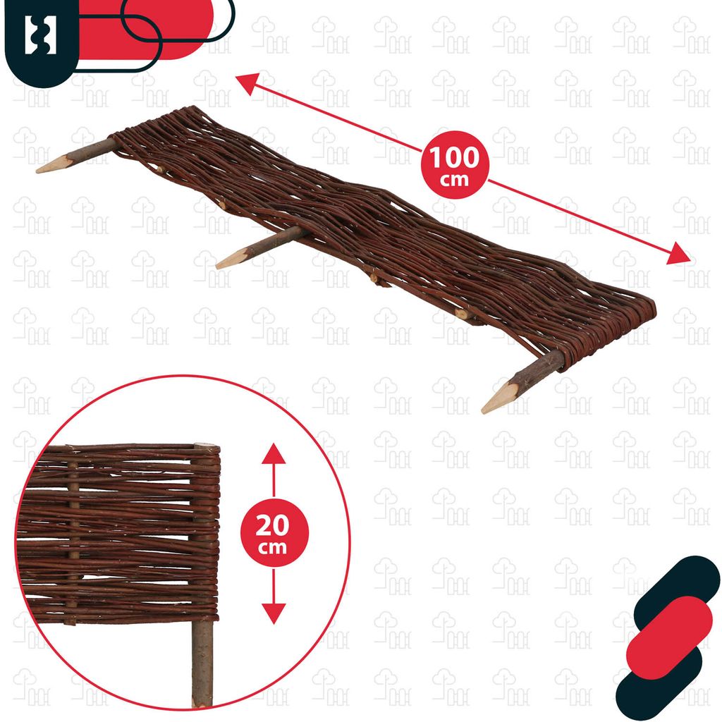 KOTARBAU® Sada 10 vrbových obrub na záhony 100 x 20 cm Obrázek produktu 4
