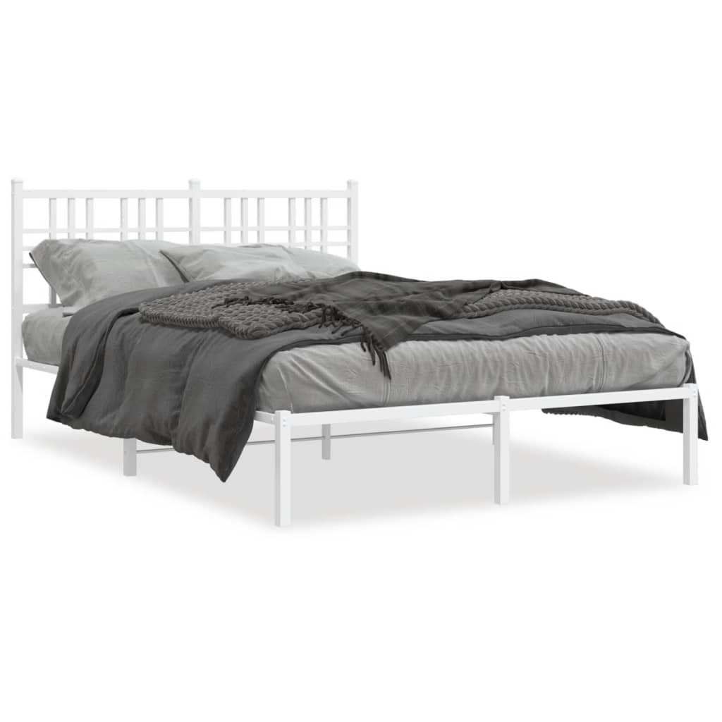 vidaXL Bettgestell mit Kopfteil Metall Weiß 140x190 cm