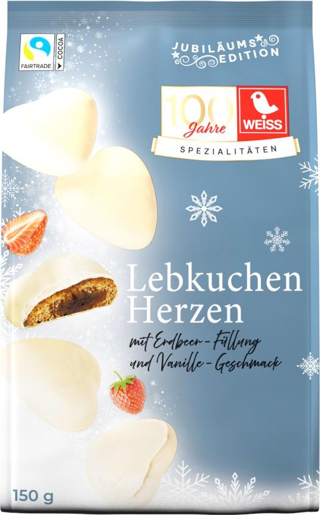 Weiss Nadziewane Piernikowe Serca Białe Zdjęcie produktu 
