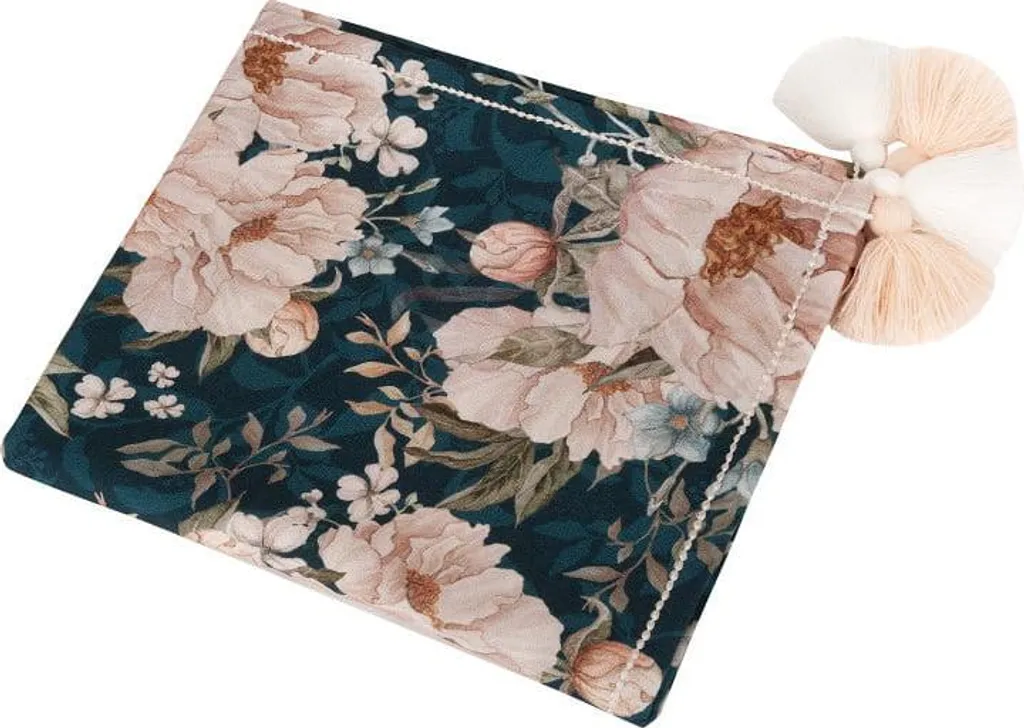 Lange pour emmaillotage en bambou pivoines bleu marine Samiboo 75x100
