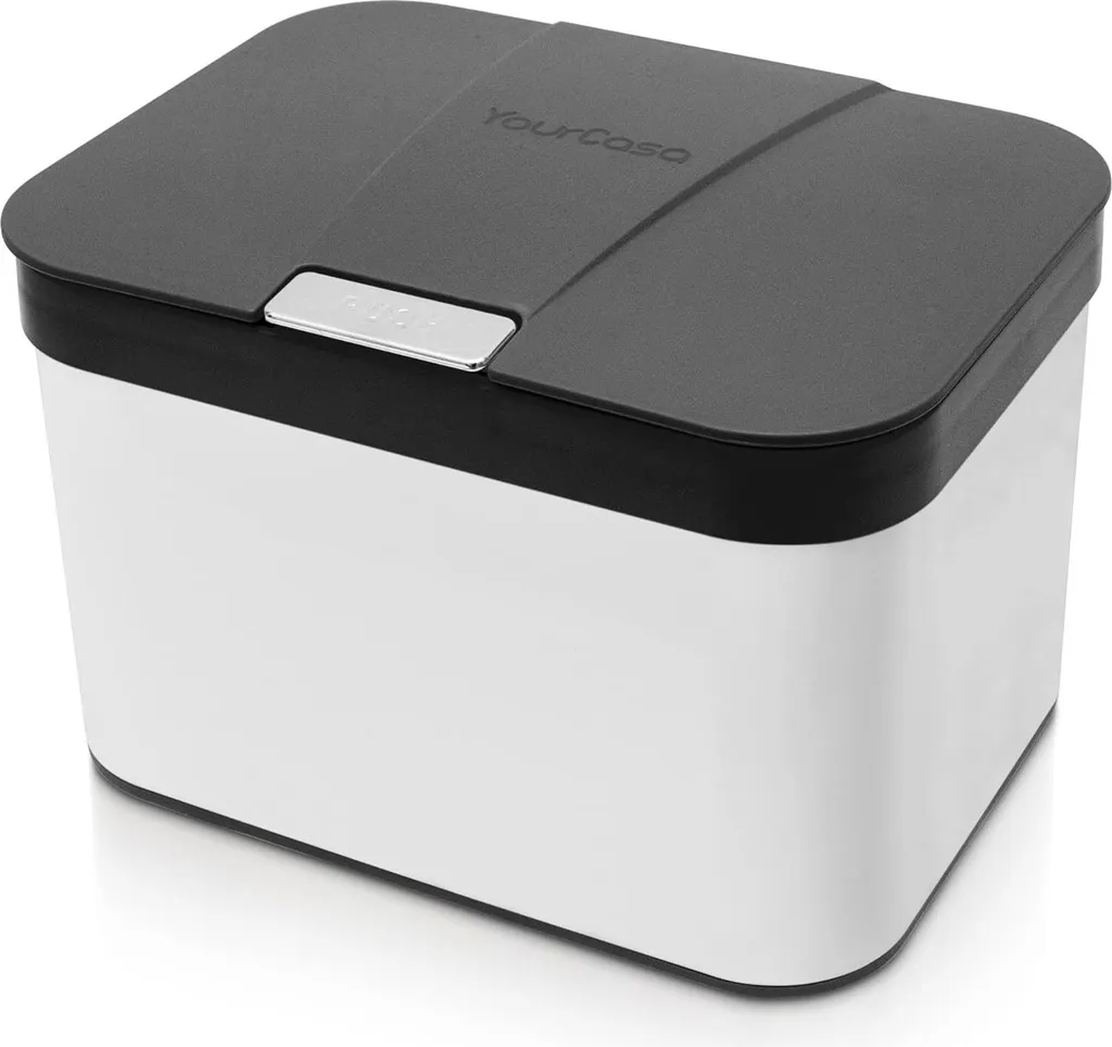 Poubelle biologique en inox 43L avec couvercle noir anti-odeurs