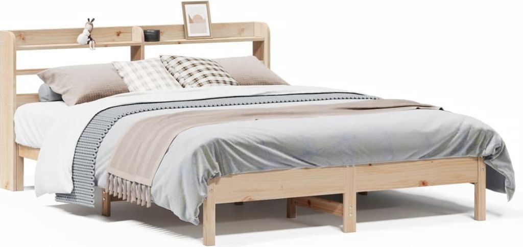 vidaXL Massivholzbett ohne Matratze 135x190 cm Kiefernholz