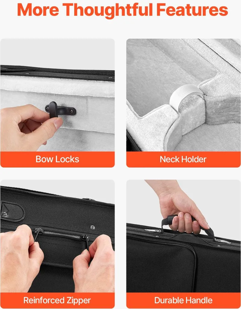 Boîtier de violon 4/4 rigide avec revêtement nylon et double sangle - 6