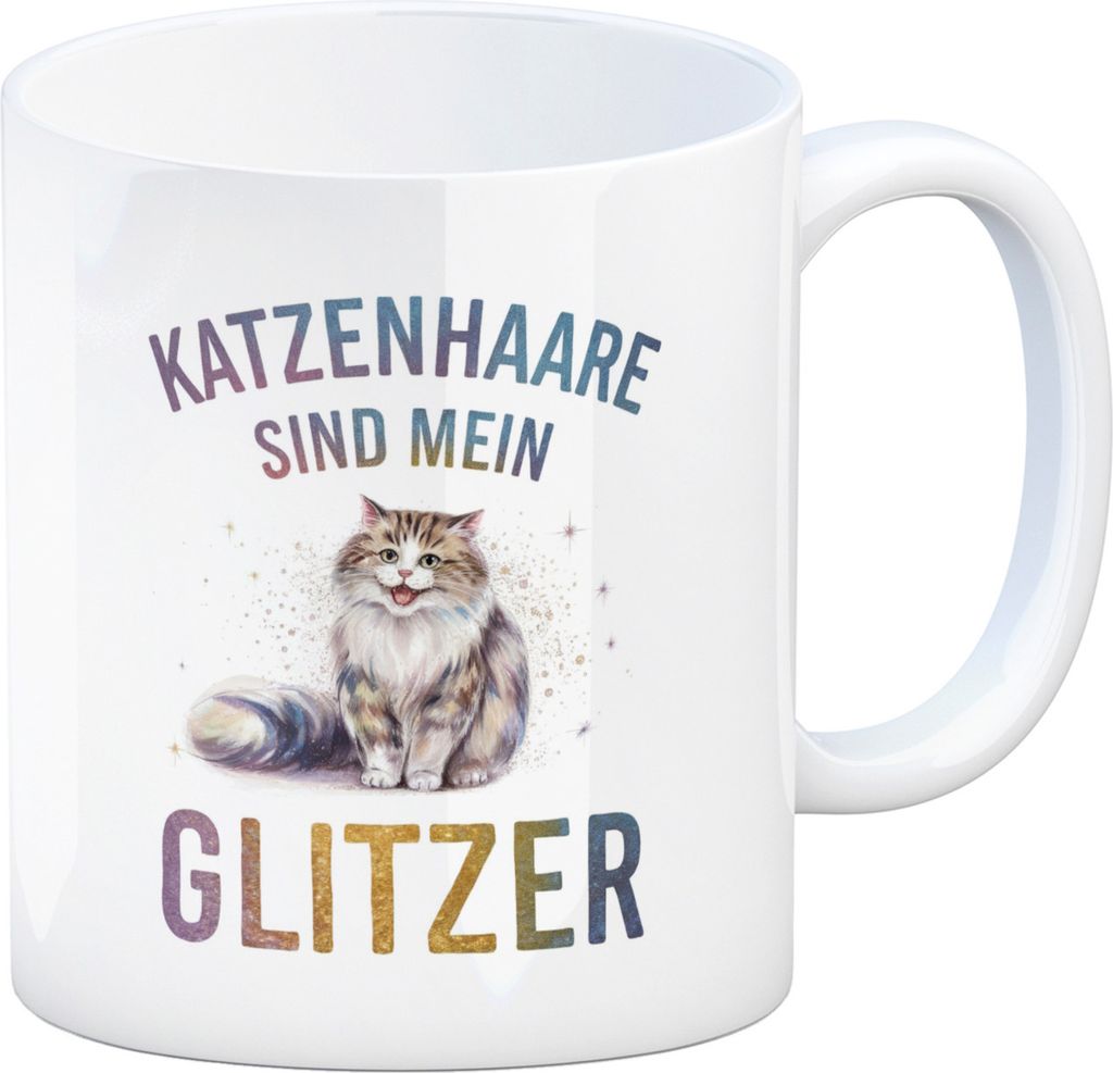 Katzenhaare sind Glitzer Kaffeebecher Fröhliche Flauschkatze
