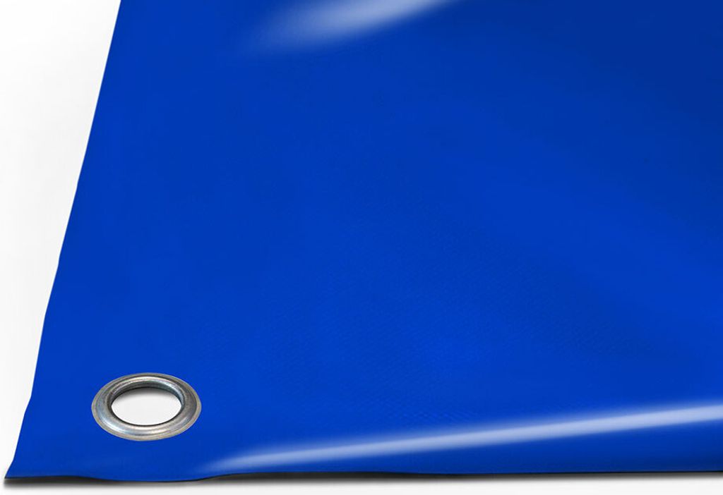 PVC LKW Plane 900g/m² Material (3m x 6m, 20mm Rundösen, Blau RAL5002) Meterware mit/ohne Ösen Dachplane Industrie LKW-Plane Campingplane Schutzp...