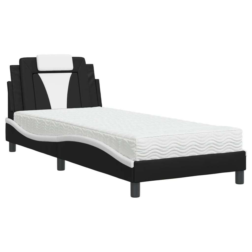 Bett "Viana" mit Matratze Schwarz und Weiß 90x190 cm Produktbild 