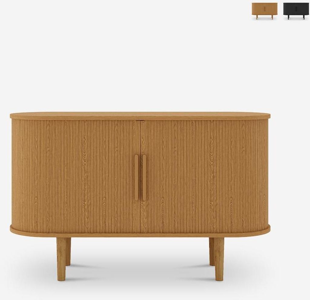 Anrichte vintage mit 2 Holzschiebetüren 120cm für Wohnzimmer Ambis - Natur